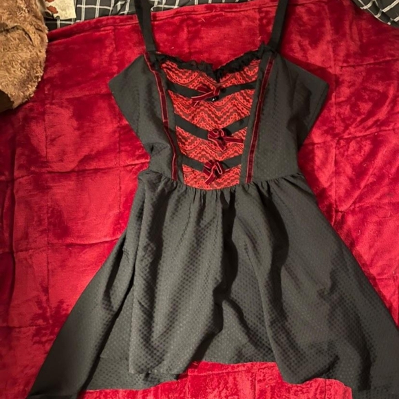 dark in live Dresses & Skirts - a pretty medium short black and red gothic dress :)